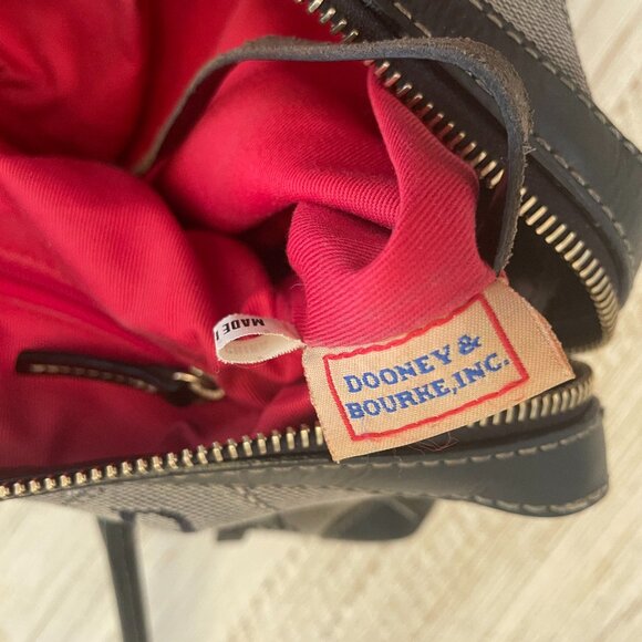 Dooney & Bourke Black/Grey Double Pocket Canvas/Leather Quilted Pattern Satchel - Picture 9 of 14